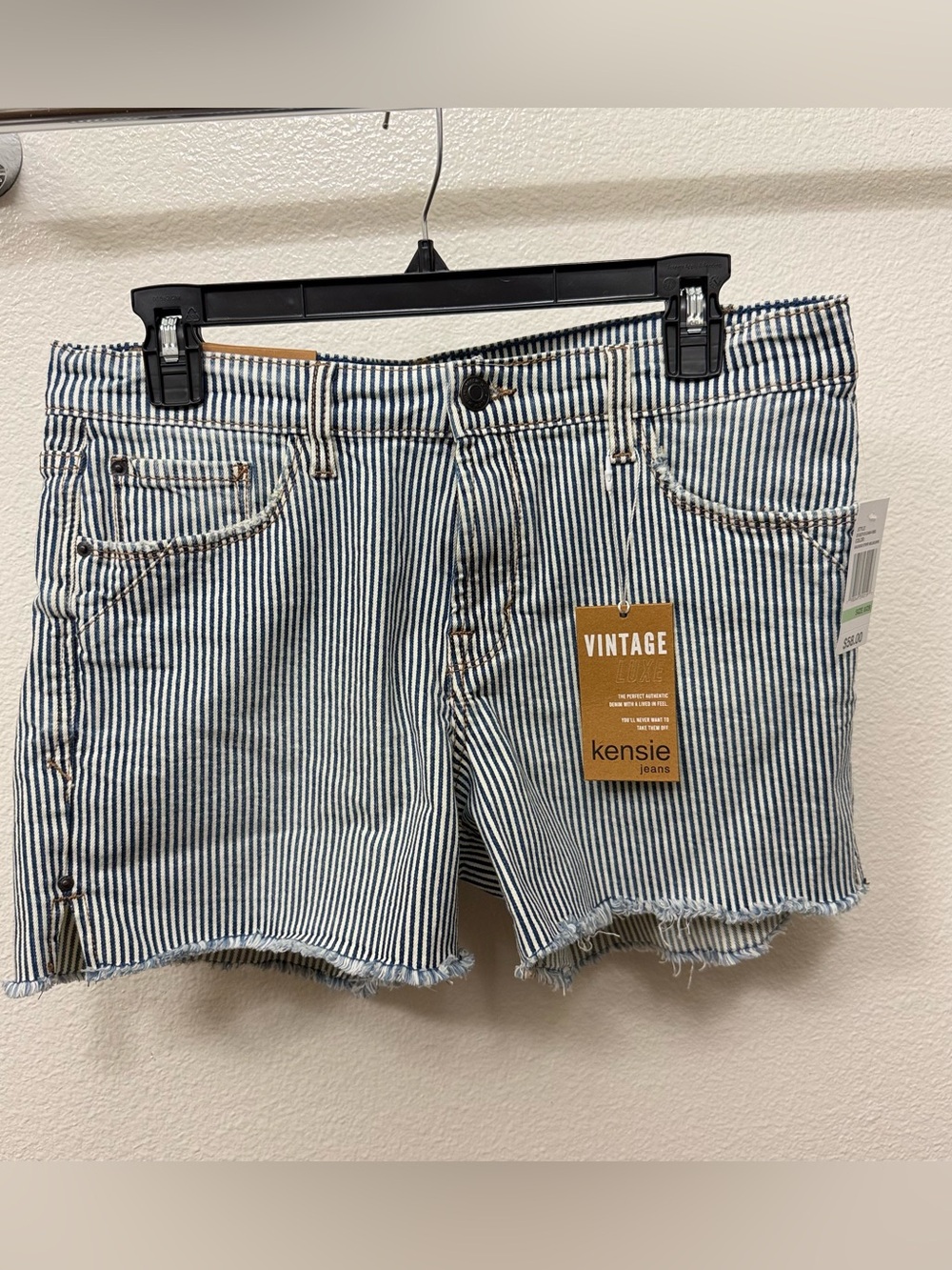 kensie Blue & White Striped Denim Shorts NWT